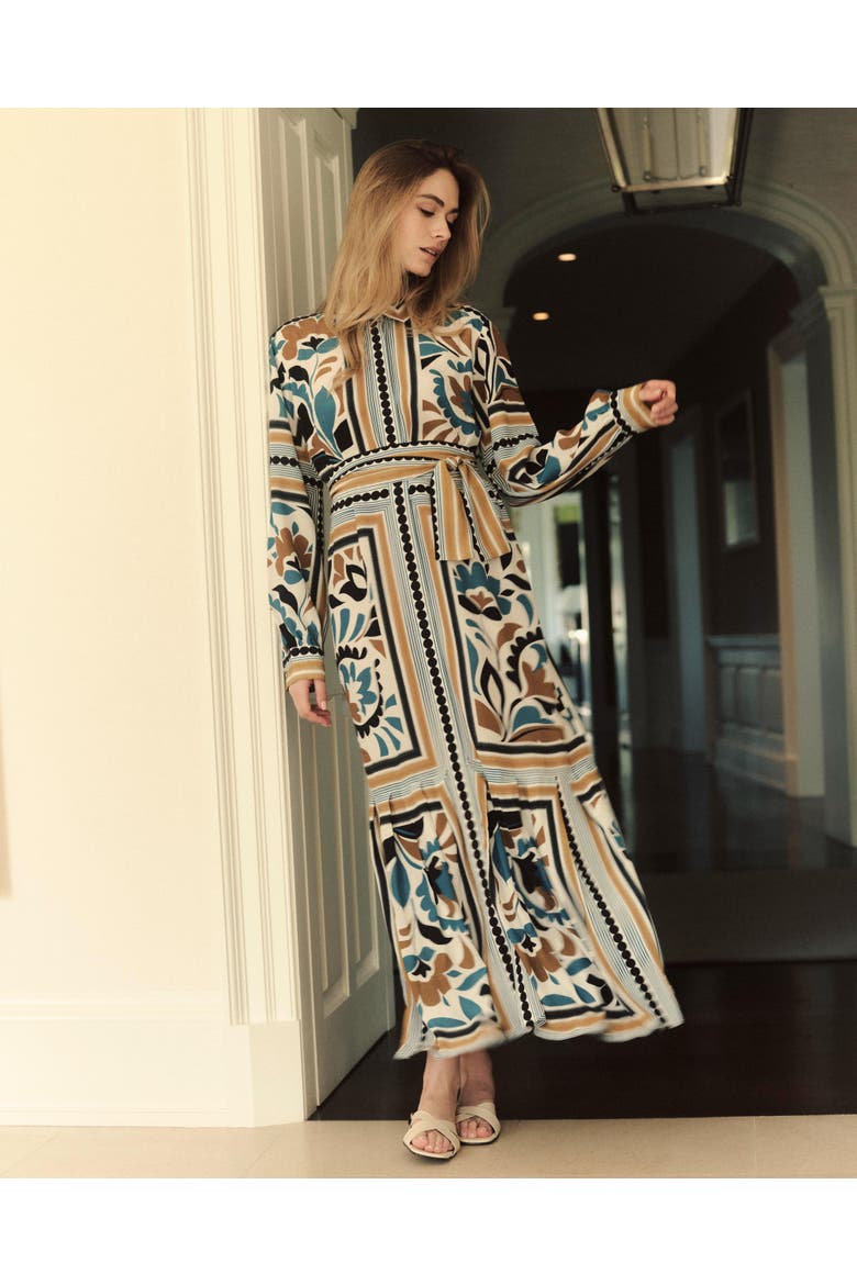 Rowan Printed Midi Shirt Dress, Alternate, color, Stained Glass Floral