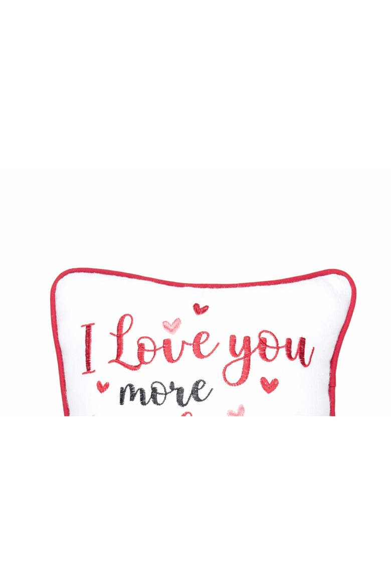 "I Love You More Than" Hearts Valentine's Day Cotton Blend Mini Accent Pillow 10" x 10", Alternate, color, White