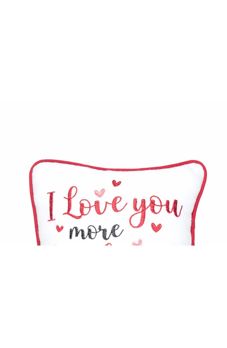 C&F Home "I Love You More Than" Hearts Valentine's Day Cotton Blend Mini Accent Pillow 10" x 10", Alternate, color, White