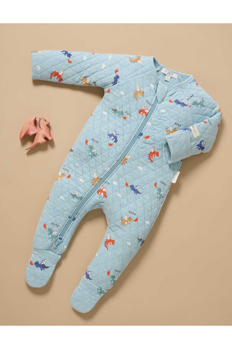 Baby Boy's Quilted Footie, Alternate, color, Dragon Print