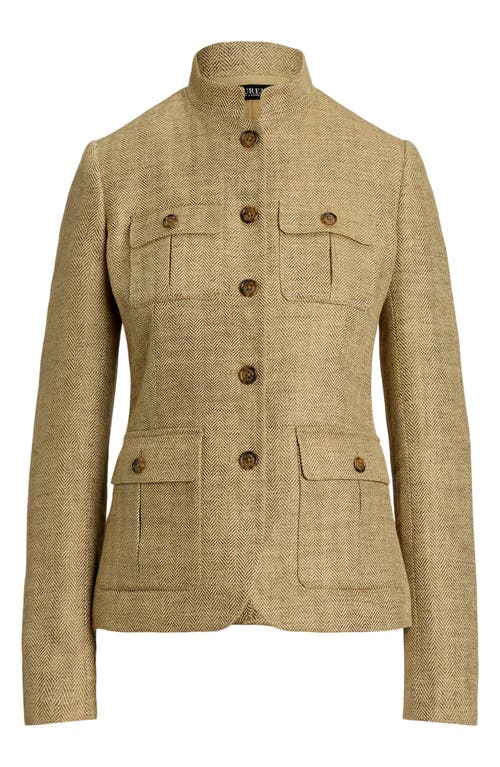 Ralph Lauren Women's Herringbone Linen Jacket In Green
