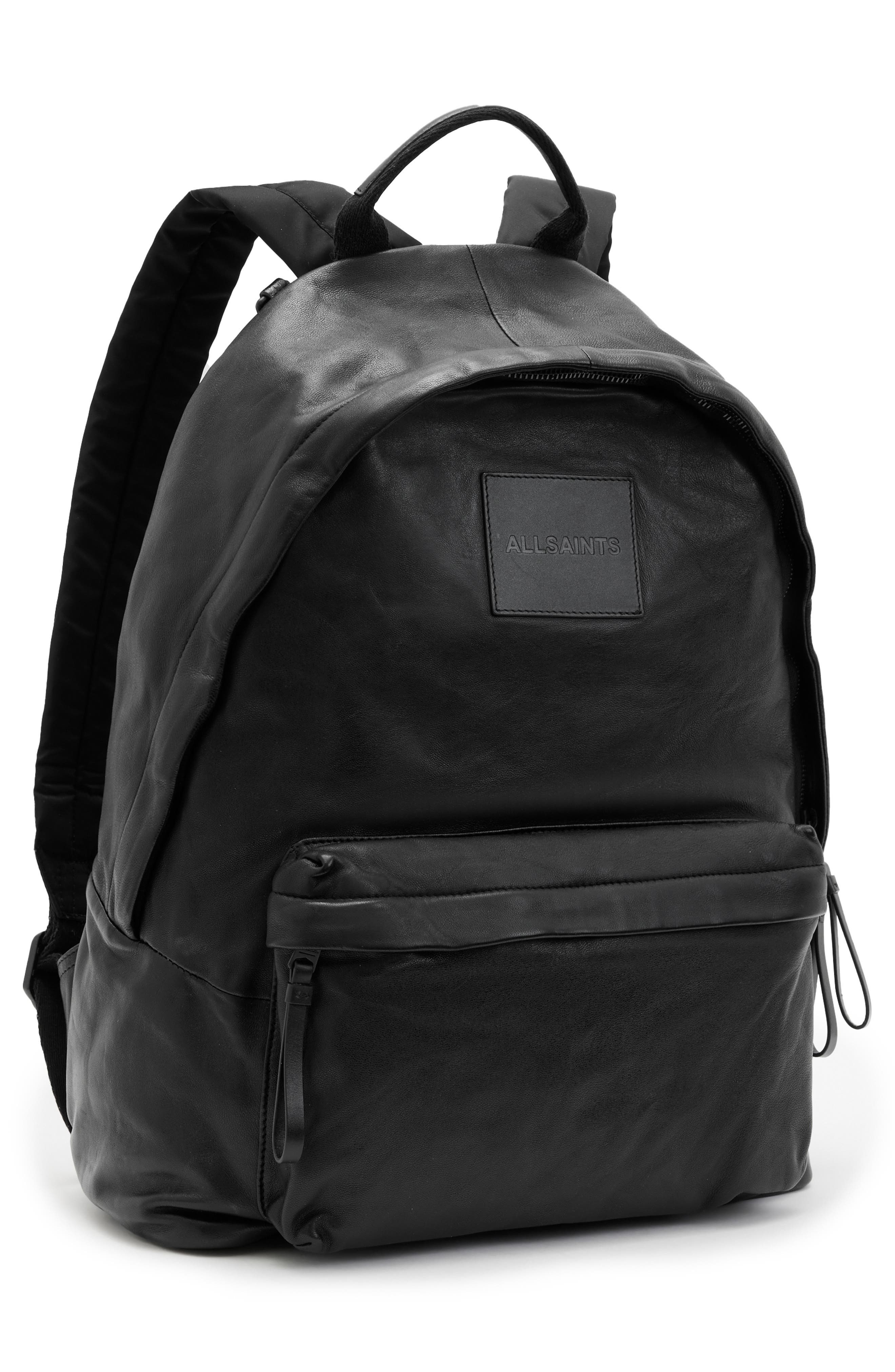 AllSaints Carabiner Leather Backpack, Alternate, color, 