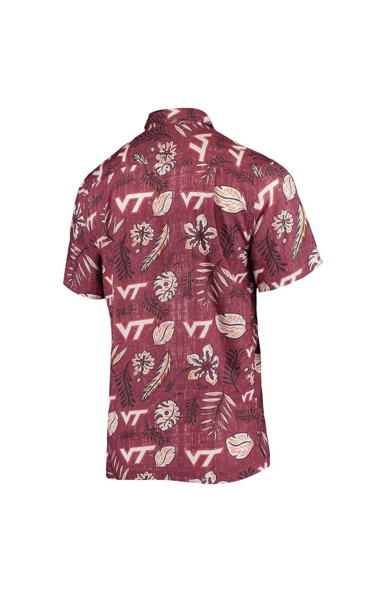 Wes & Willy Men's Wes & Willy Maroon Virginia Tech Hokies Vintage Floral Button-Up Shirt, Alternate, color,