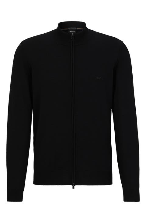 Balonso Mock Neck Wool Full Zip Cardigan