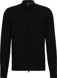 BOSS Balonso Mock Neck Wool Full Zip Cardigan