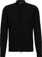BOSS Balonso Mock Neck Wool Full Zip Cardigan