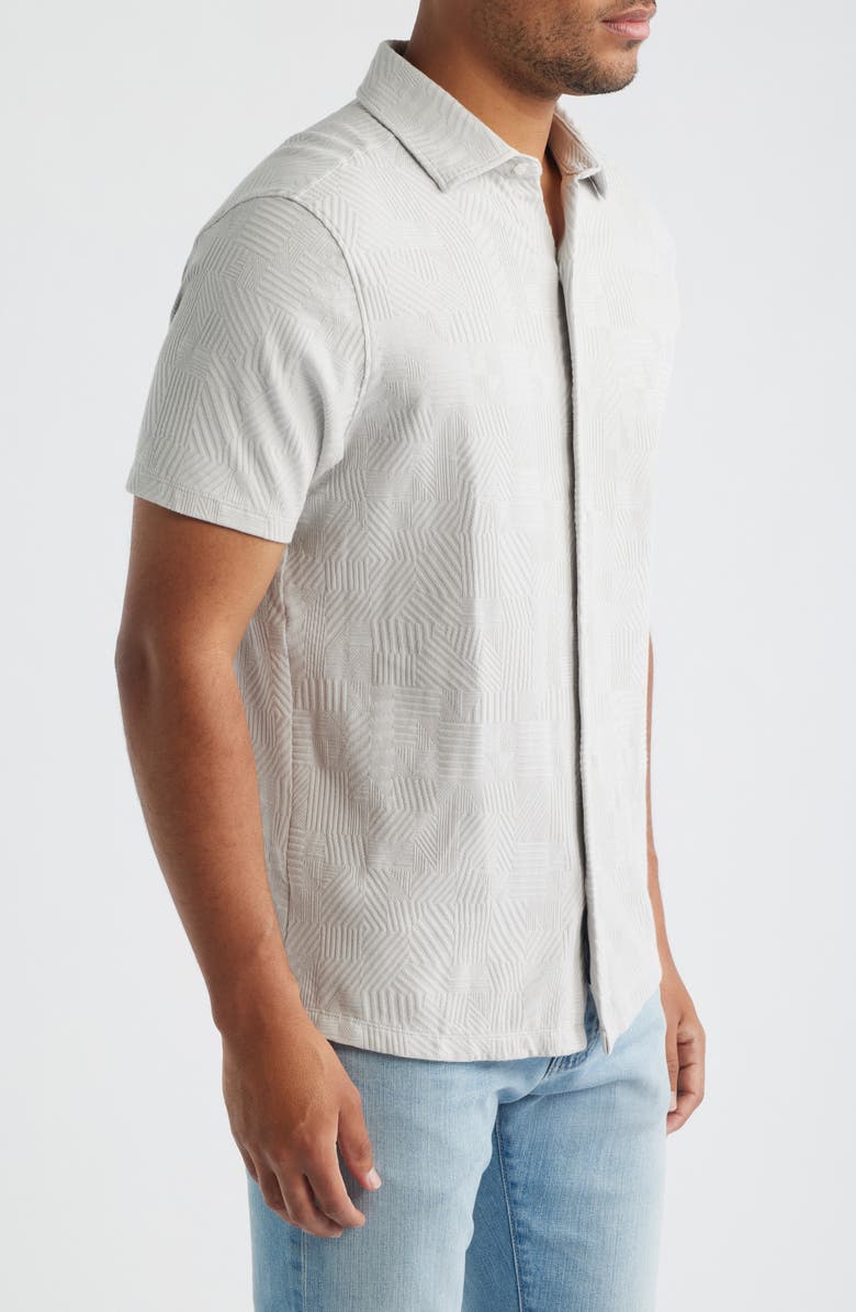 Robert Barakett Fenric Texture Knit Short Sleeve Button-Up Shirt, Alternate, color, Moonstone