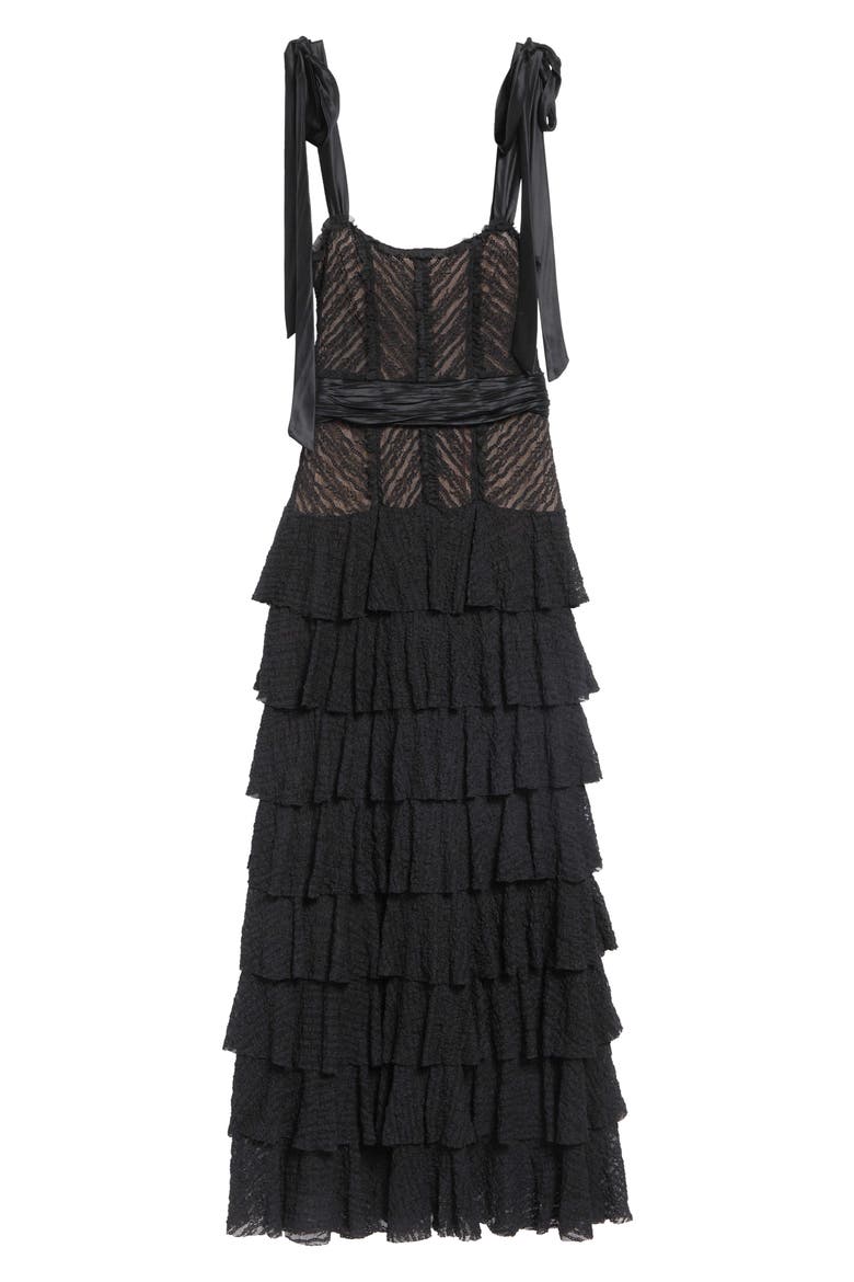 Sabrina Lace Tiered Maxi Dress, Alternate, color, BLACK
