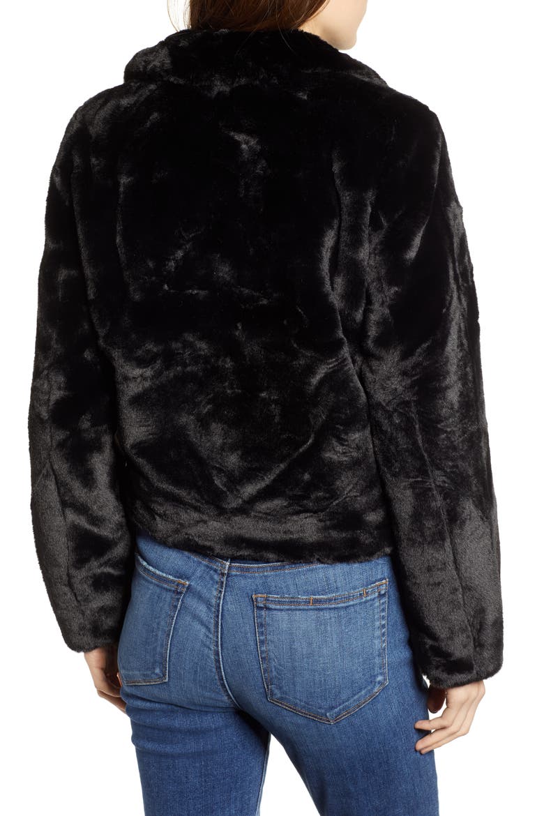Leila Faux Fur Moto Jacket, Alternate, color, NOIR