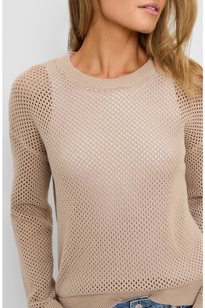 Sara Sheer Cotton Mesh Sweater, Alternate, color, MACADAMIA