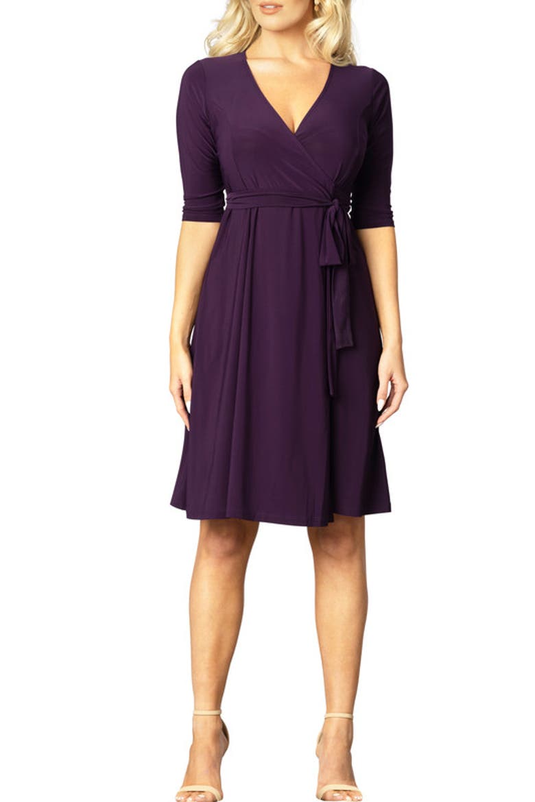 Essential Midi Wrap Dress, Main, color, PLUM PASSION