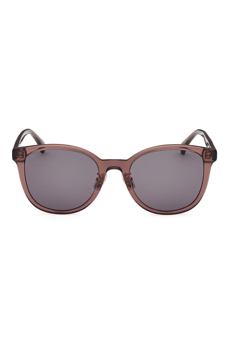 55mm Round Sunglasses, Main, color, SHINY DARK BROWN / SMOKE