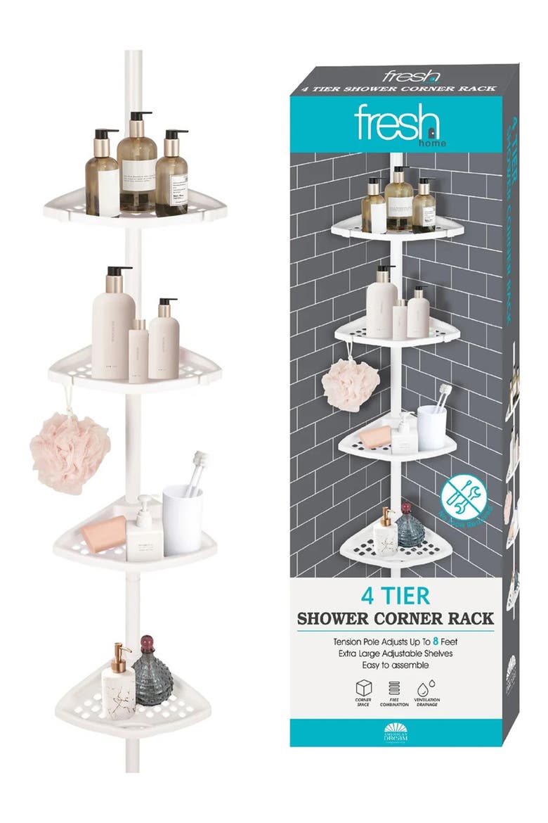 Rustproof Corner Shower Caddy, Alternate, color, WHITE