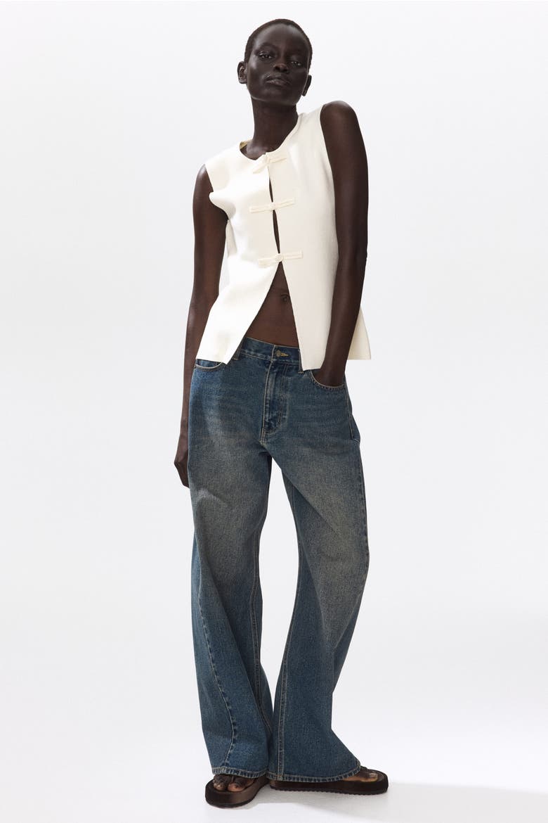 Sleeveless Button-front Top, Alternate, color, Cream