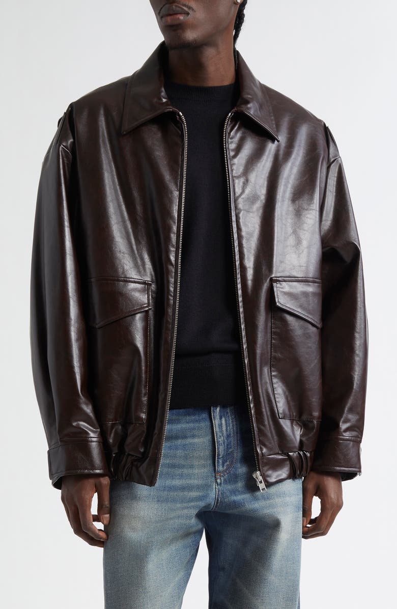 MM6 Maison Margiela Faux Leather Jacket, Main, color, Burgundy