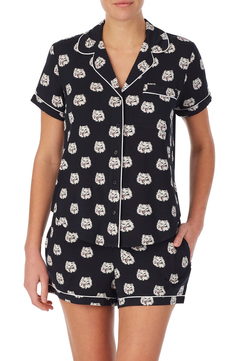 print boxer short pajamas, Main, color, BLACK