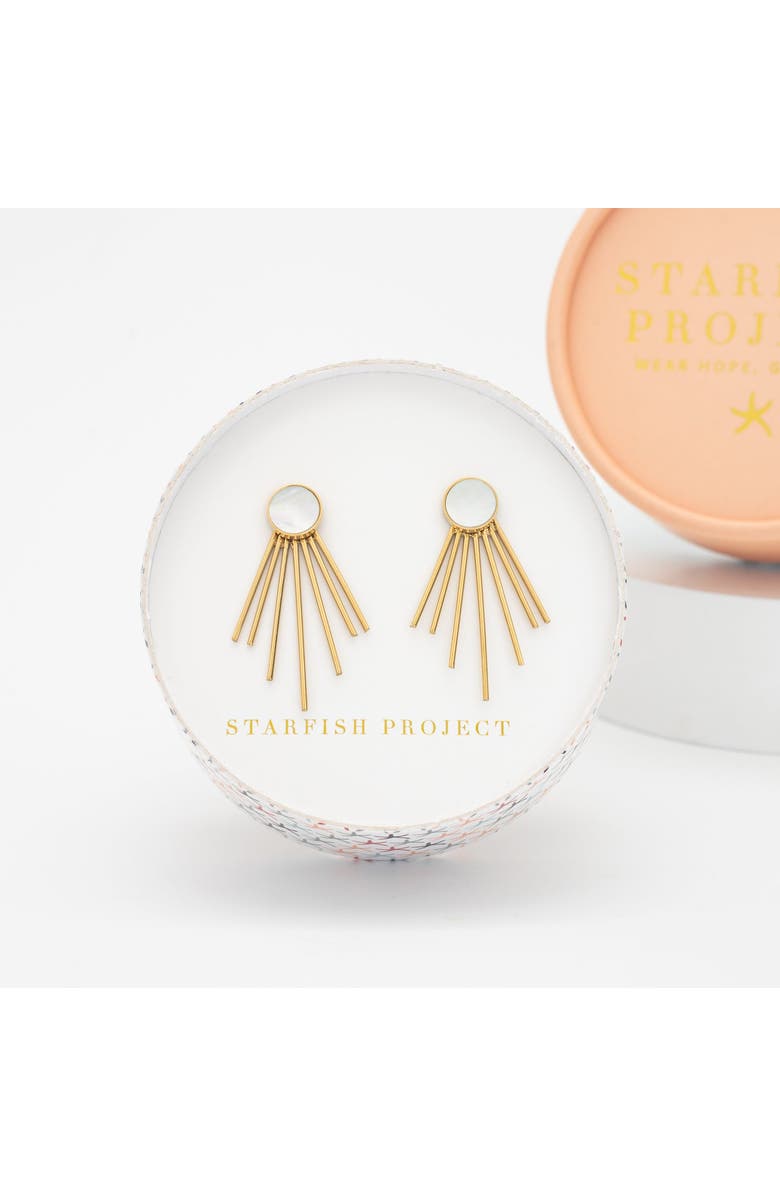 Starfish Project Caroline Mother of Pearl Stud & Fringe Earrings, Alternate, color, Blue