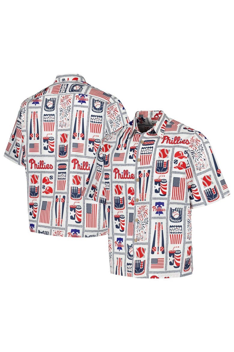 Men's Reyn Spooner White Philadelphia Phillies Americana Button-Up Shirt, Main, color, White