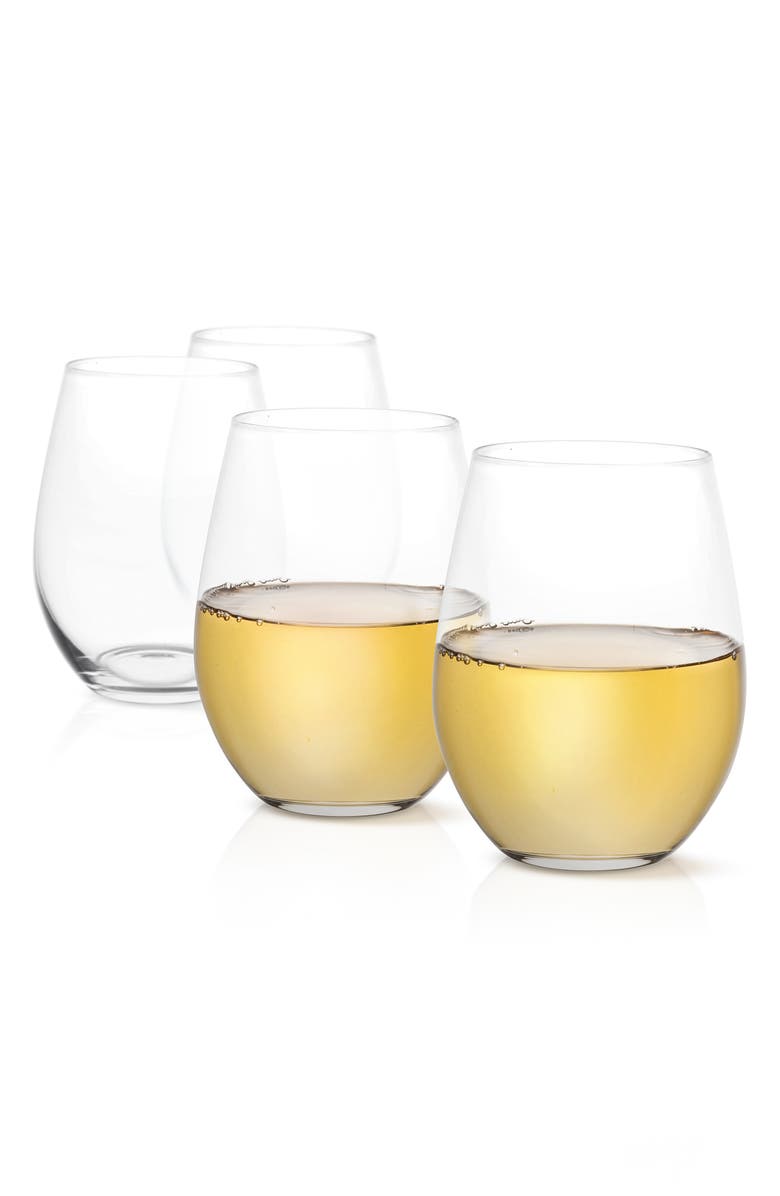 JoyJolt Spirits Set of 4 Stemless Wine Glasses, Alternate, color, Clear