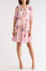 SANDRA DARREN Print Tiered Dress