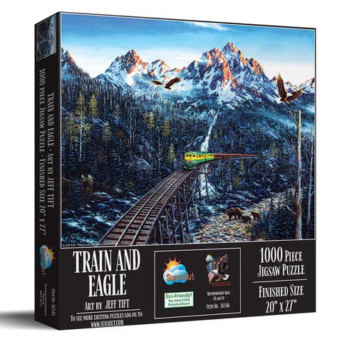 Train and Eagle 1000 piece Jigsaw Puzzle for Adults