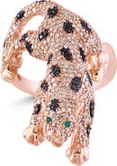 EFFY 14K Rose Gold Black Diamond Panther Ring