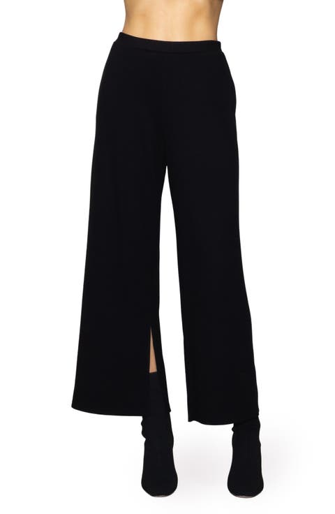 Side Split Wide Leg Knit Pants