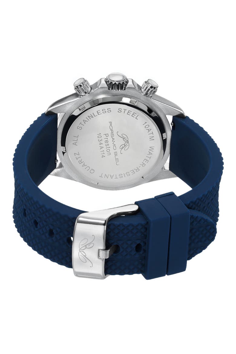 Men's Preston Silicone Strap Watch, 41mm, Alternate, color, BLUE & SILVER