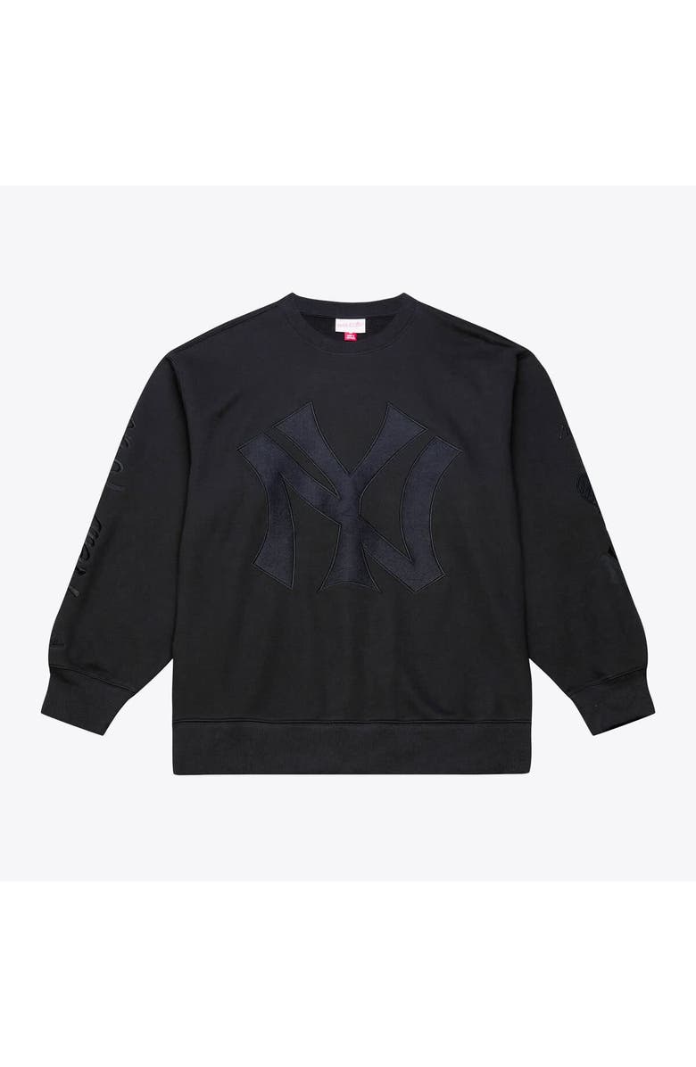 Mitchell & Ness Men's Mitchell & Ness Black New York Yankees Phantom Fleece Crewneck Sweatshirt, Main, color, Black