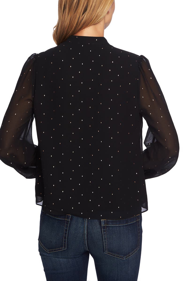 CeCe Puffed Shoulder Button Down Blouse, Alternate, color, 