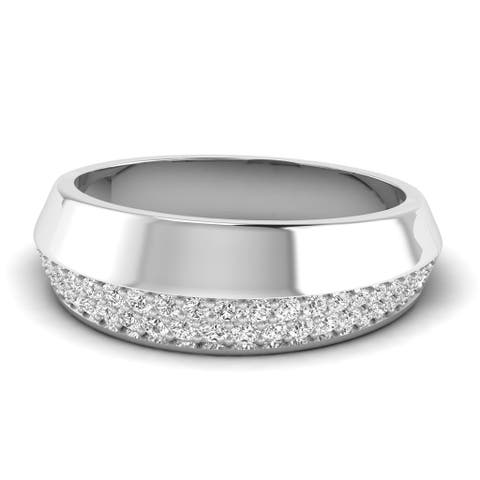 Gold and Pavé Knife Edge Lab Diamond Ring in 14K