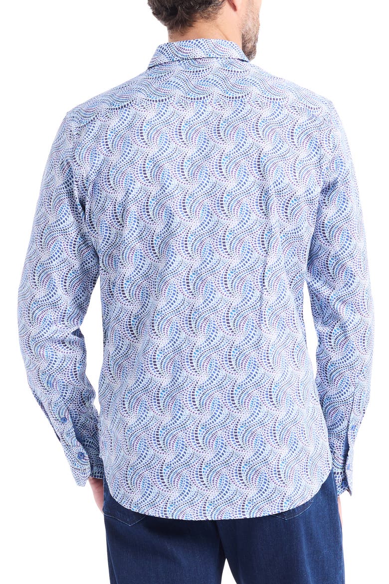 Long Sleeve Button Front Shirt, Alternate, color, BLUE MULTI