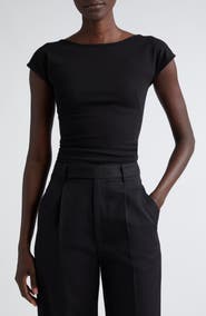 Akris punto Scoop Back Cap Sleeve Jersey Top