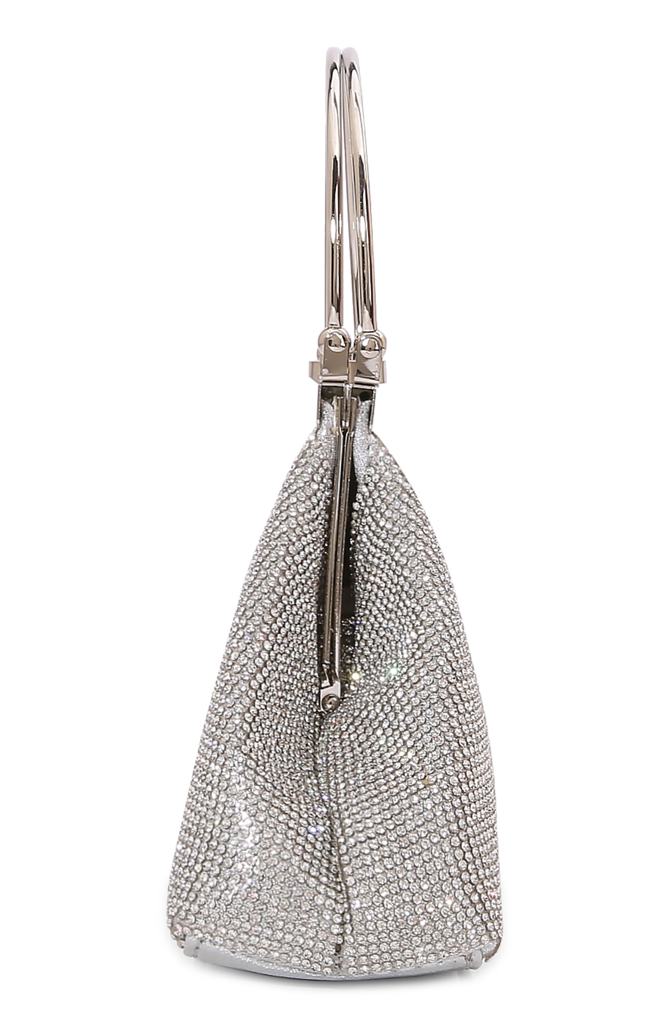 Rhinestone Triangle Bag, Alternate, color, SILVER