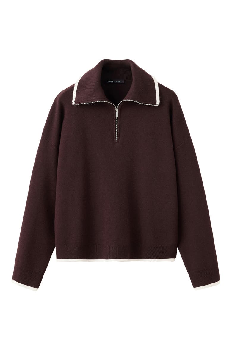Tipped Quarter Zip Sweater, Alternate, color, CHOCOLATE