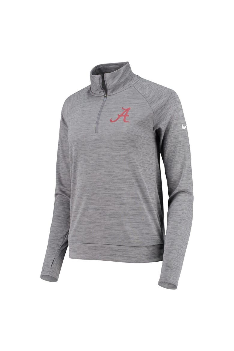 Women's Nike Heathered Gray Alabama Crimson Tide Pacer Raglan Performance Quarter-Zip Jacket, Alternate, color, Heather Gray