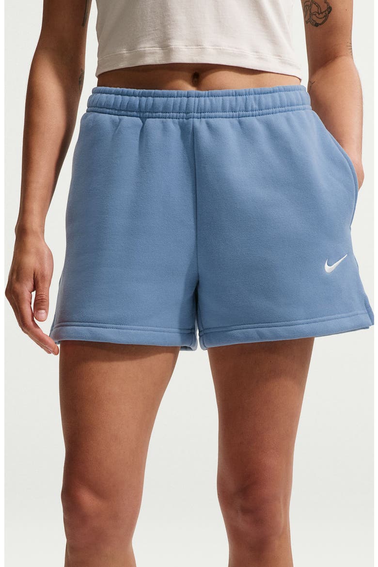 Sportswear Mid Rise Fleece Shorts, Alternate, color, WORK BLUE/ SAIL