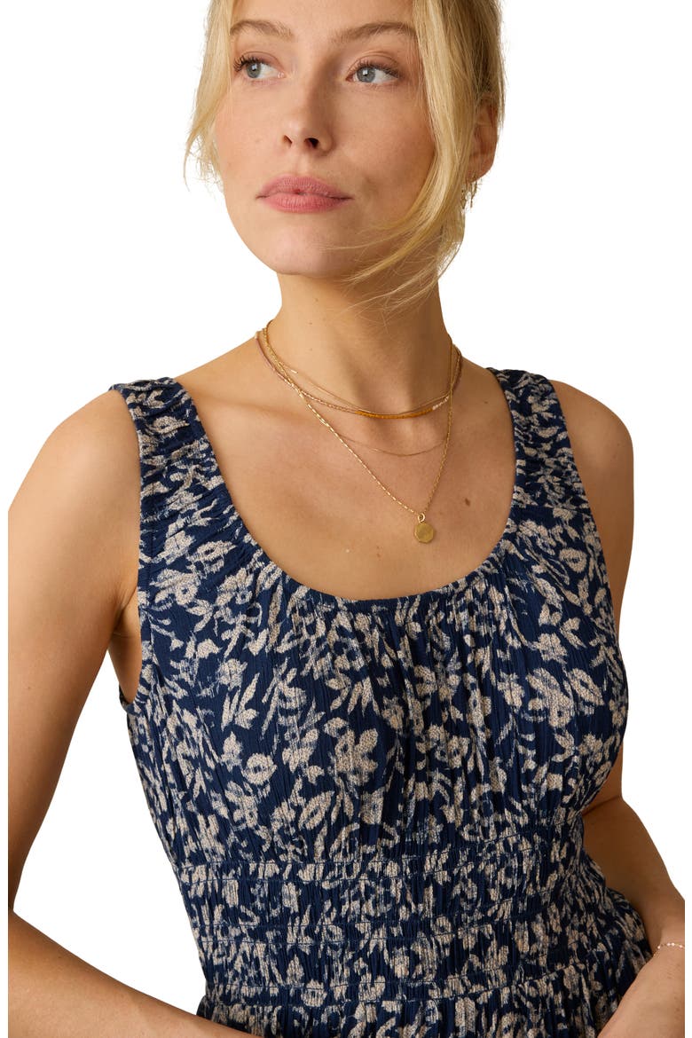 Sunseeker Smocked Waist Midi Dress, Alternate, color, JUNIPER IKAT FLORAL