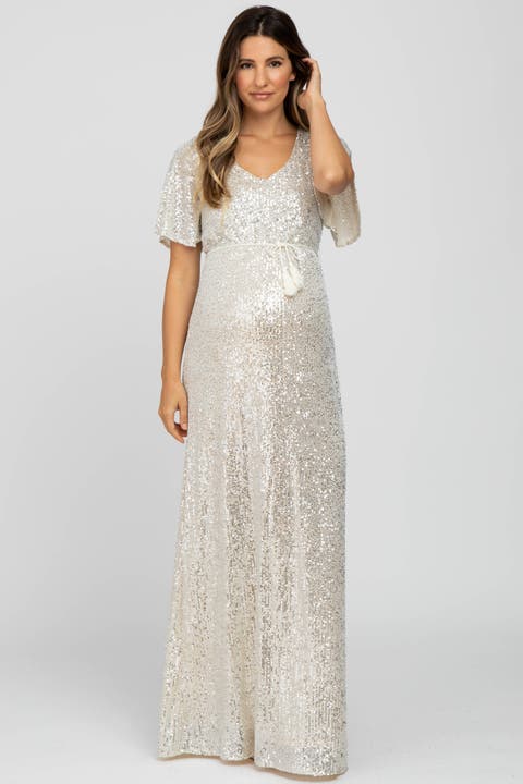 Sequin Short Sleeve Maxi Dress