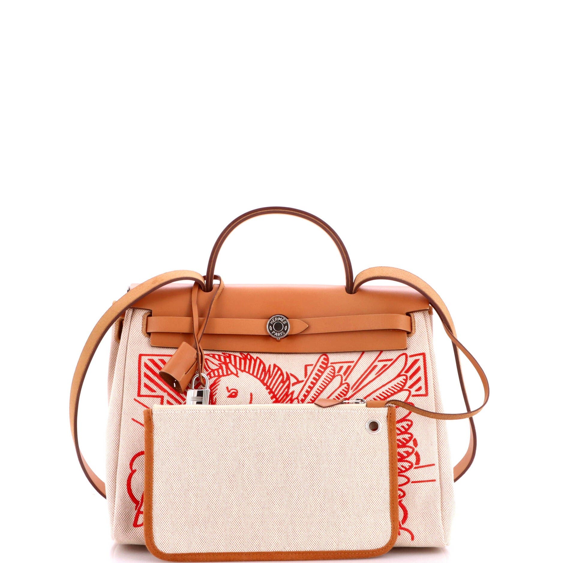 Herbag Zip Pegase Pop Toile and Leather 31, Alternate, color, White