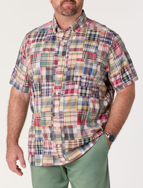 Big & Tall Madras Patchwork Plaid Sport Shirt