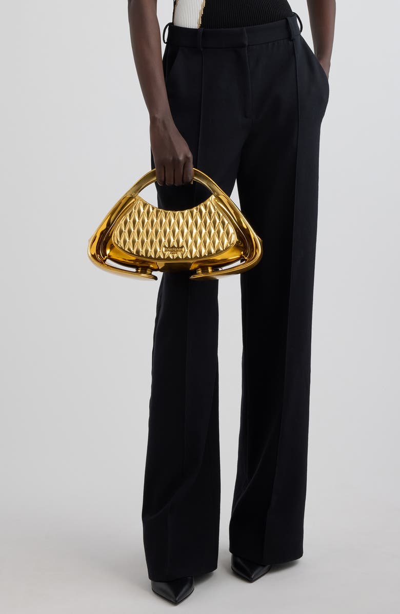 Balmain Medium Jolie Madame Quilted Faux Leather Top Handle Bag, Alternate, color,