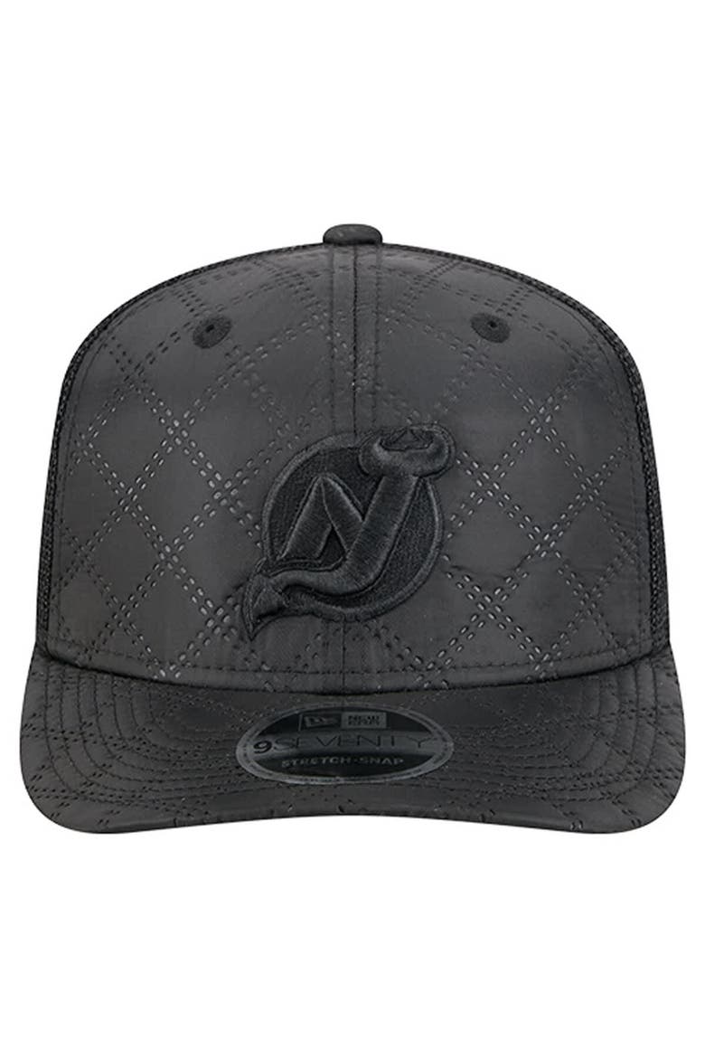 Men's New Era  Black New Jersey Devils Quilted Nylon 9SEVENTY Adjustable Trucker Hat, Alternate, color, Black