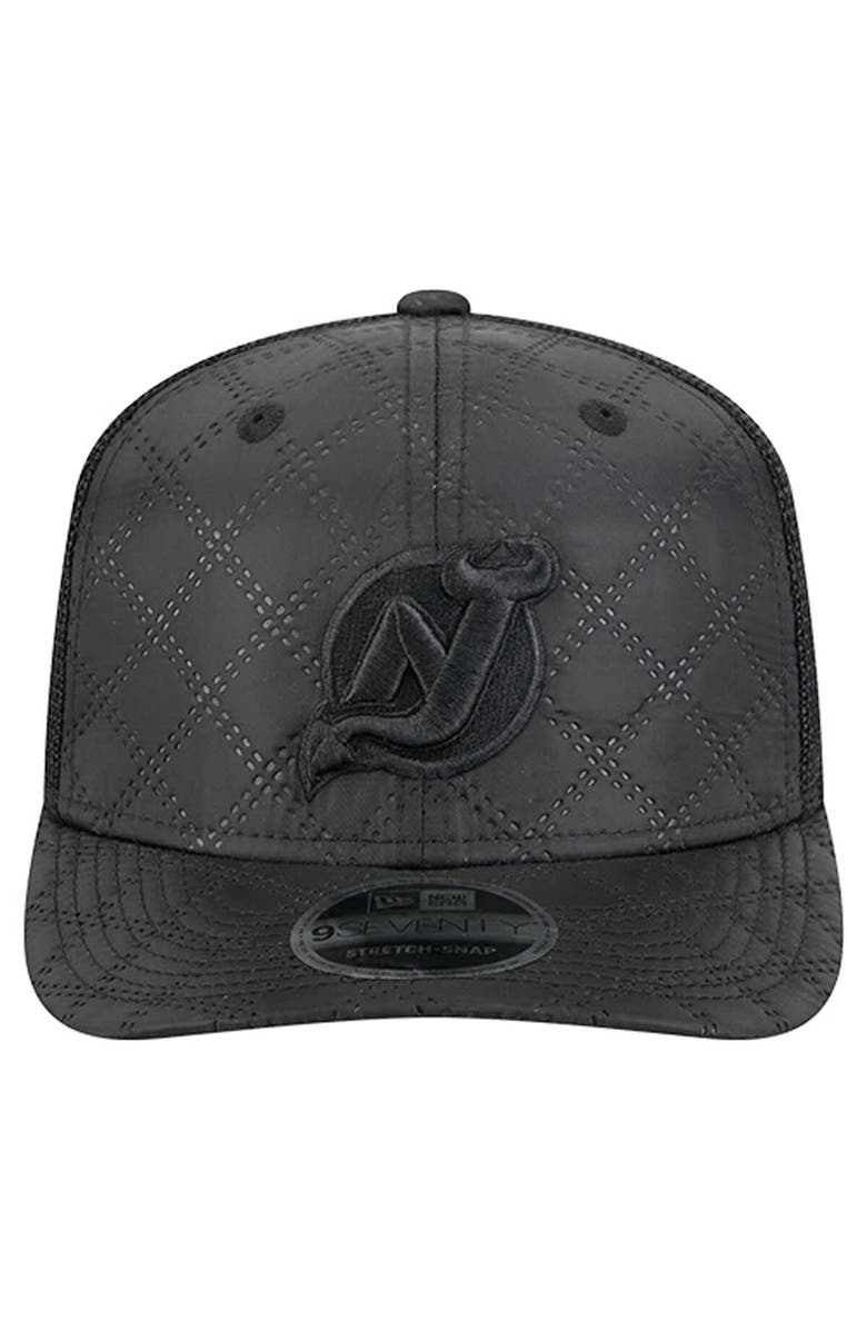 New Era Men
s New Era  Black New Jersey Devils Quilted Nylon 9SEVENTY Adjustable Trucker Hat, Alternate, color, Black