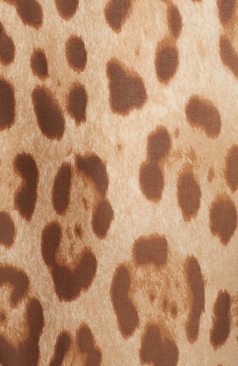 Dolce&Gabbana Leopard Print Silk Tie Neck Blouse, Alternate, color, 