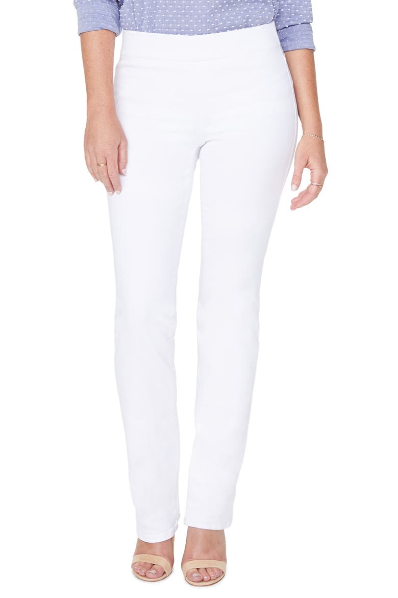 High Waist Pull-On Straight Leg Jeans, Main, color, OPTIC WHITE