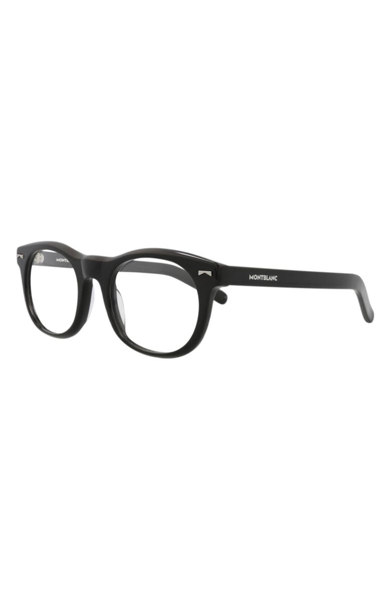 Montblanc 52mm Round Optical Glasses, Alternate, color, Black Black Transparent