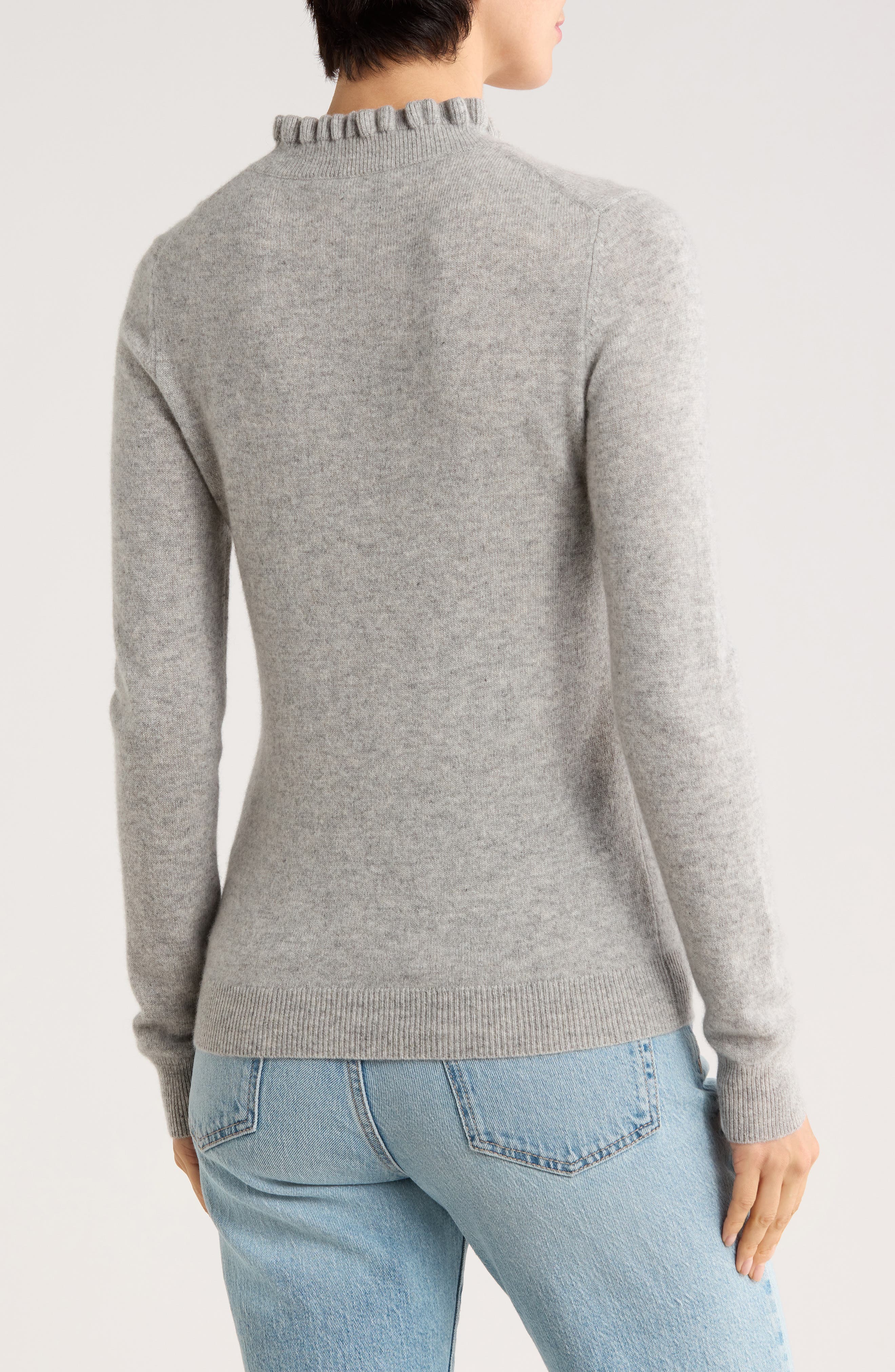 Ruffle Mock Neck Cashmere Sweater - image 2