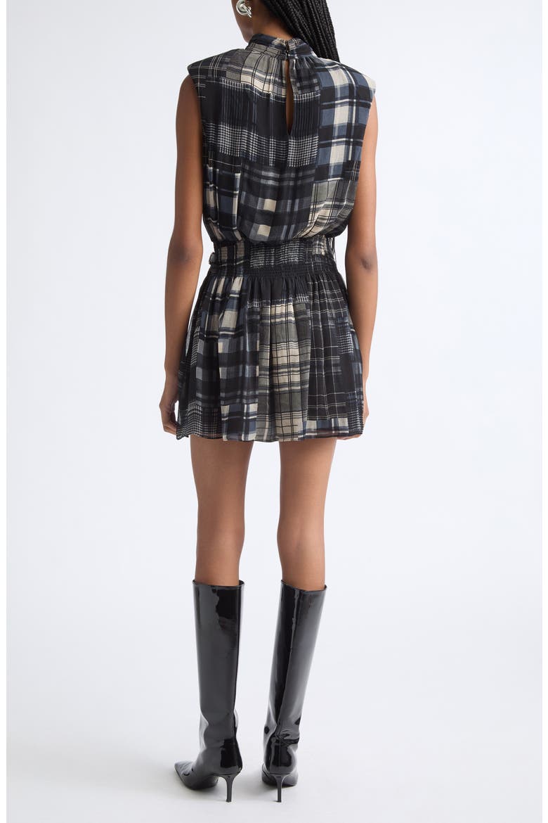 Leah Mock Neck Minidress, Alternate, color, BLACK PLAID