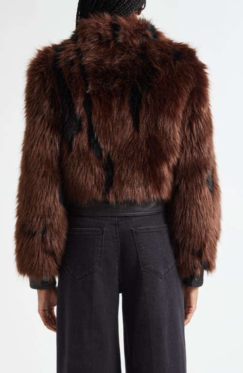 L'agence Claira Faux Leather Trim Faux Fur Jacket In Brown